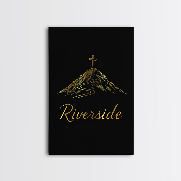 Riverside California Travel Poster, Canvas Print, Minimalist Gold Line Art, Riverside Art Print, Wall Decor, City Illustration, Art Print