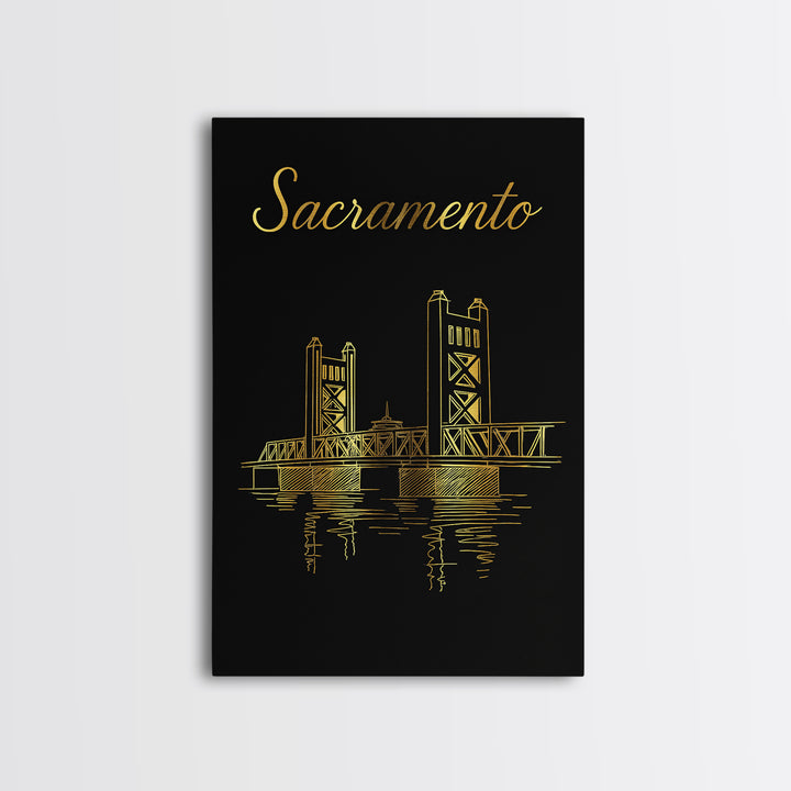 Sacramento Travel Poster, Canvas Print, Dark Minimalist Wall Art, Sacramento Poster Print, Travel Poster Art, Wanderlust Decor
