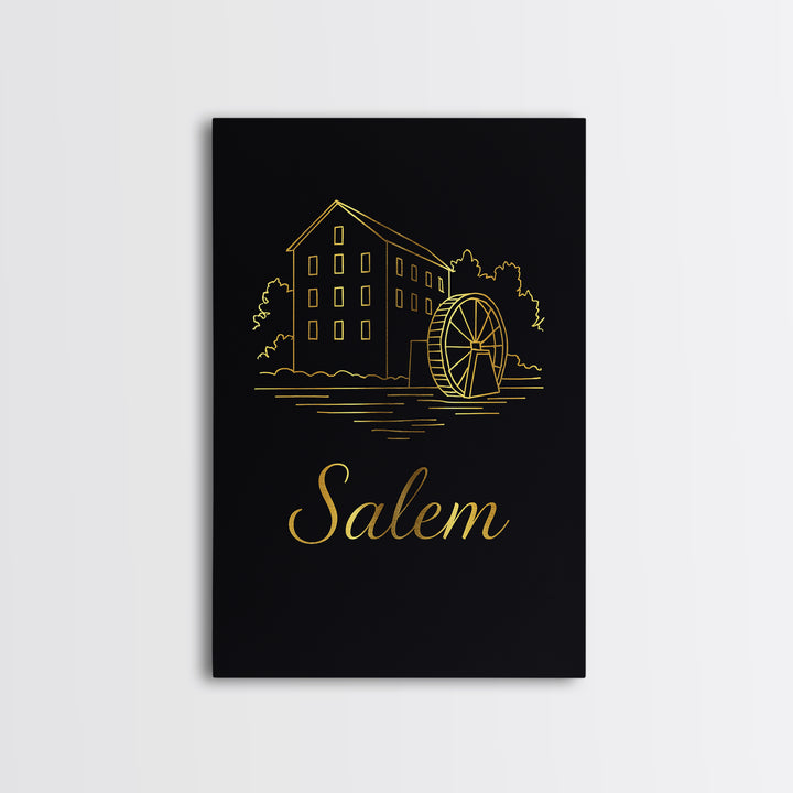 Salem Oregon Travel Poster, Canvas Print, Minimalist Gold Line Art, Salem Art Print, Travel Wall Art, Travel Poster Set, Travel Poster Art