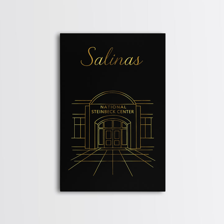 Salinas Travel Poster, Canvas Print, Gold Outline Poster Art, Salinas Poster Print, Travel Wall Art, Eclectic Wall Decor, City Travel Prints
