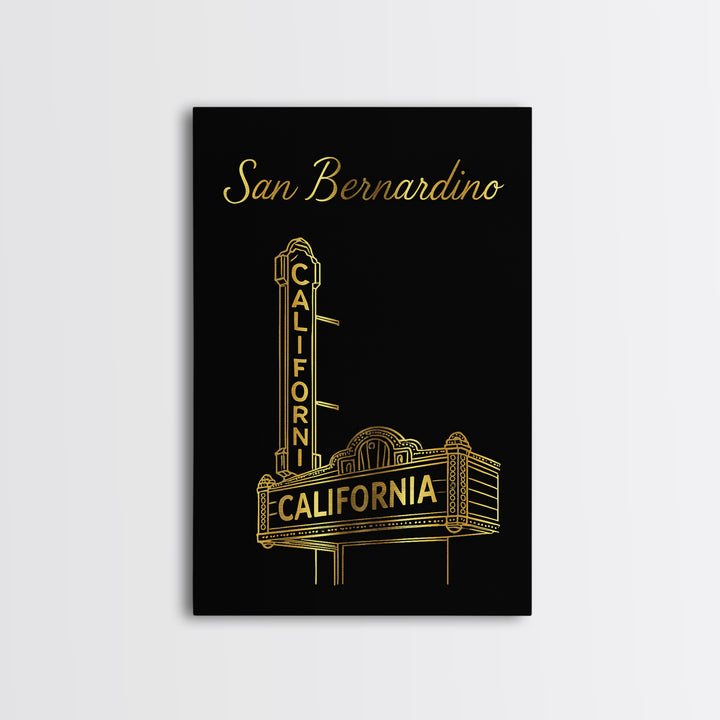 San Bernardino California Travel Poster, Canvas Print, Dark Minimalist Wall Art, San Bernardino Travel Art, Retro Travel Print, Retro Poster