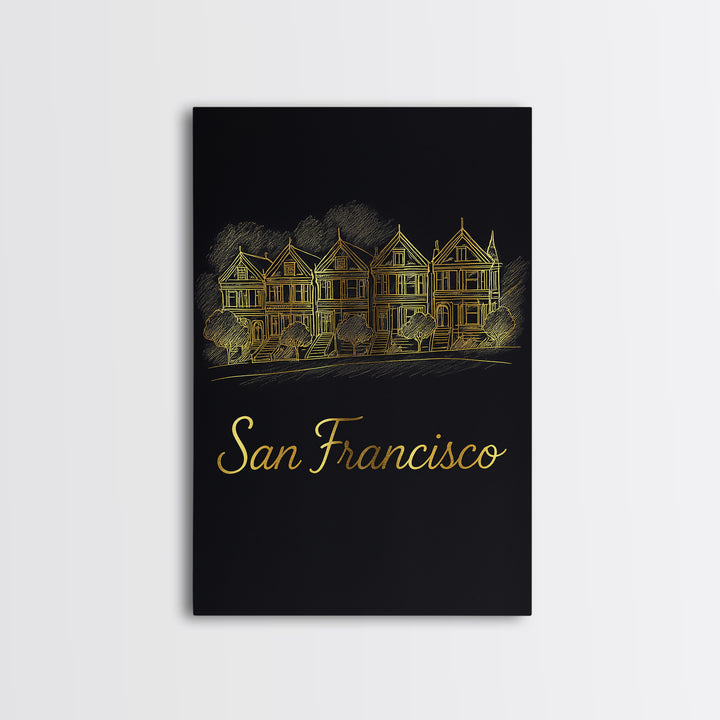 San Francisco California Travel Poster, Canvas Print, Dark Minimalist Wall Art, San Francisco Travel Art, Living Room Wall Art, Travel Gift