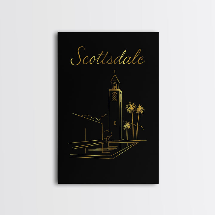 Scottsdale Travel Poster, Framed Canvas Print, Dark Minimalist Wall Art, Scottsdale Poster Print, Fine Art Print, Home Office Decor