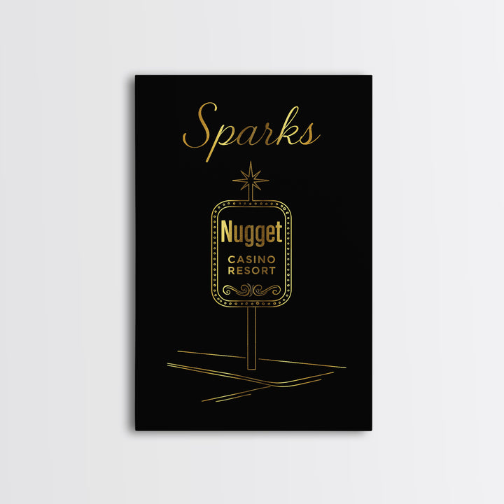 Sparks Travel Poster, Canvas Print, Minimalist Gold Line Art, Sparks Art Print, Travel Wall Art, Fine Art Print, Retro Travel Print