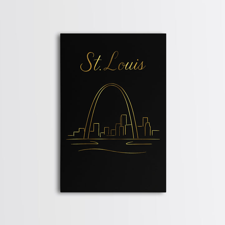 St Louis Travel Poster, Canvas Print, Dark Minimalist Wall Art, St Louis Art Print, Home Office Decor, City Illustration, Wanderlust Decor