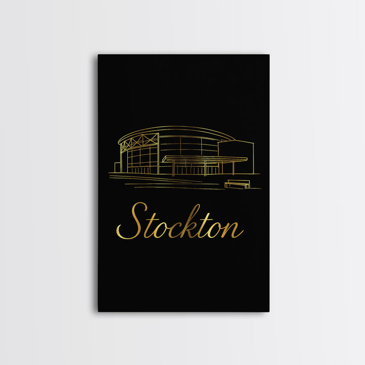 Stockton Travel Poster, Canvas Print, Black Gold Minimalist Art, Stockton Poster Print, Wanderlust Decor, Modern Wall Decor, Wall Art