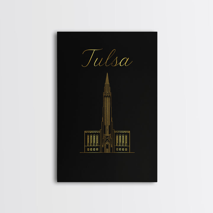 Tulsa Travel Poster, Framed Canvas Print, Dark Minimalist Wall Art, Tulsa City Art, Travel Art Print, Travel Poster Art, Wanderlust Decor