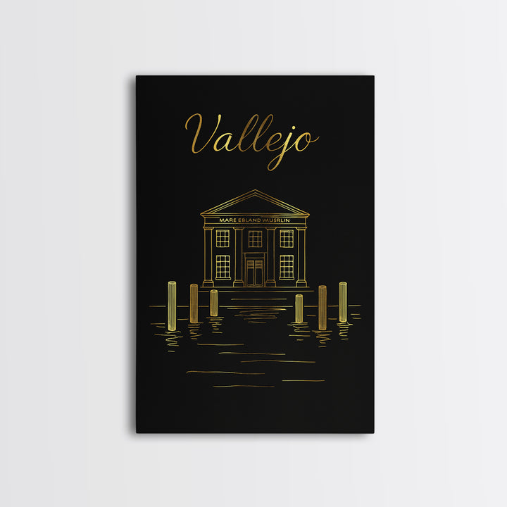 Vallejo Travel Poster, Canvas Print, Minimalist Gold Line Art, Vallejo Art Print, City Illustration, Travel Poster Art, Modern Wall Decor
