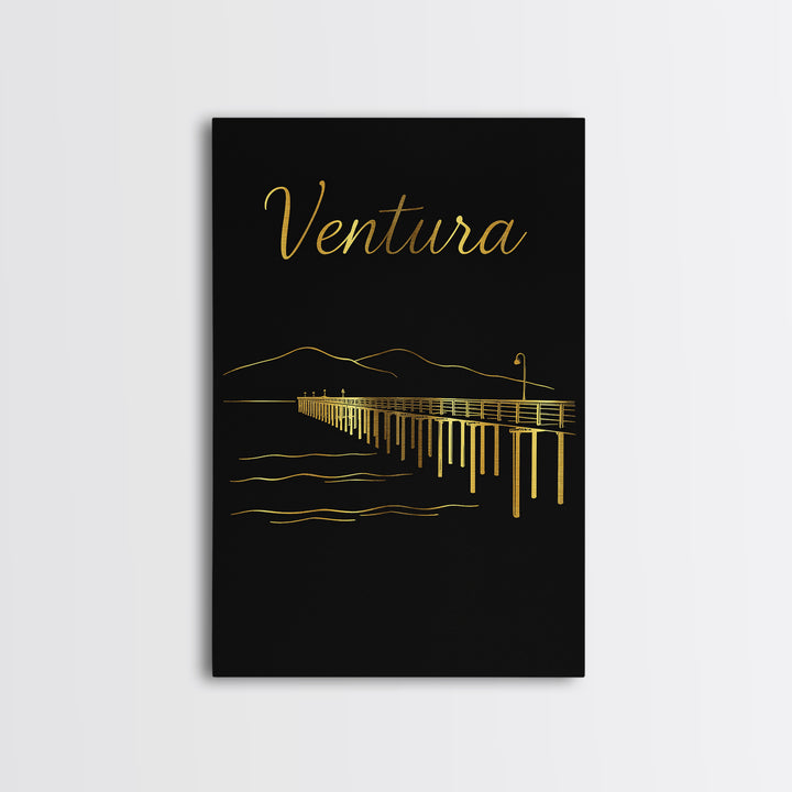 Ventura Travel Poster, Framed Canvas Print, Dark Minimalist Wall Art, Ventura Poster Print, Living Room Wall Art, Travel Poster Art