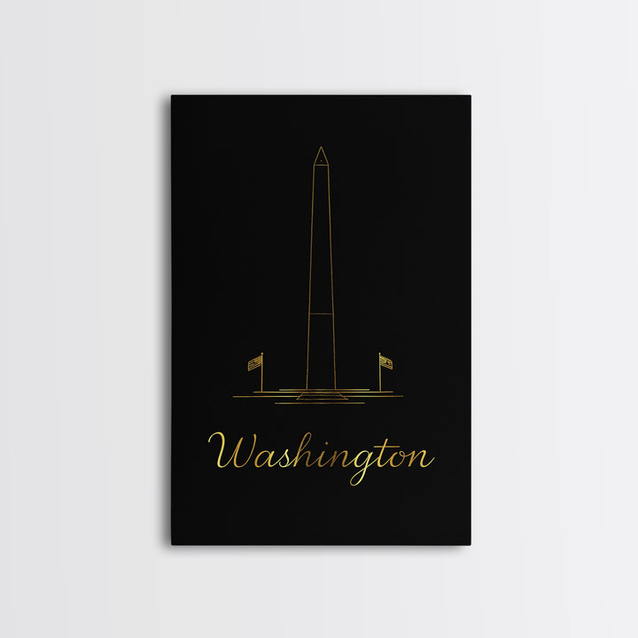 Washington DC Travel Poster, Framed Canvas Print, Dark Minimalist Wall Art, Washington DC Poster Print, City Travel Prints, Wall Art