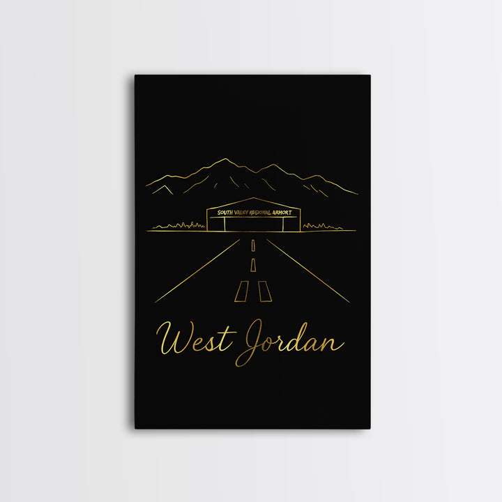 West Jordan Travel Poster, Canvas Print, Dark Minimalist Wall Art, West Jordan Art Print, City Art Print, Living Room Wall Art