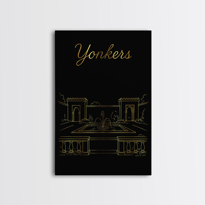 Yonkers New York Travel Poster, Canvas Print, Dark Minimalist Wall Art, Yonkers Wall Art, Fine Art Print, Retro Travel Print, Poster Art