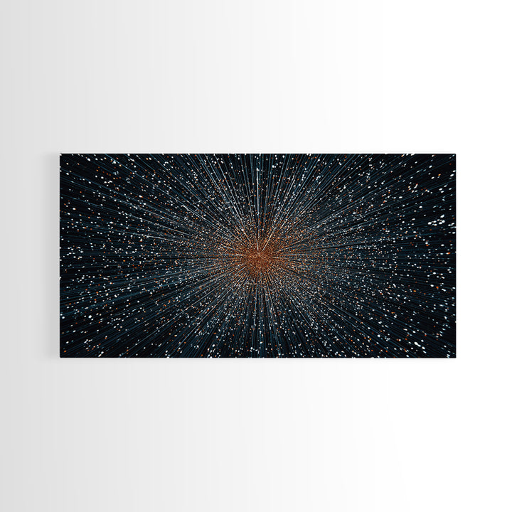 Orange Blue Starfield Abstract Canvas Print, Midcentury Modern Wall Decor, Cosmic Retro Art, Large Sci Fi Poster For Home