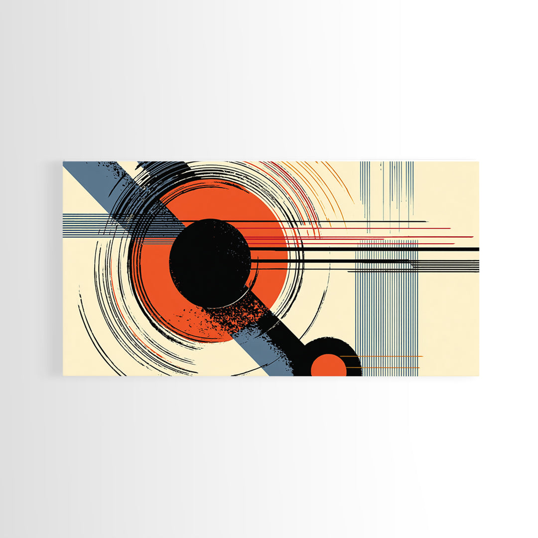 Red Black Circle Abstract Wall Art, Mid Century Modern Geometric Print, Bauhaus Poster, Retro Modern Decor For Living Room