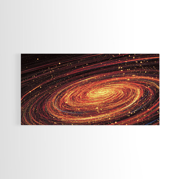 Fiery Spiral Galaxy Canvas Print, Cosmic Space Abstract Wall Decor, Modern Sci Fi Poster, Large Statement Artwork For Living Room