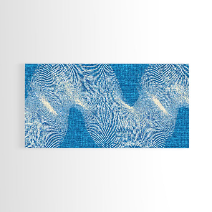 Blue Fingerprint Wave Framed Canvas Print, Abstract Modern Wall Art, Ocean Texture Poster, Coastal Decor For Bedroom And Office