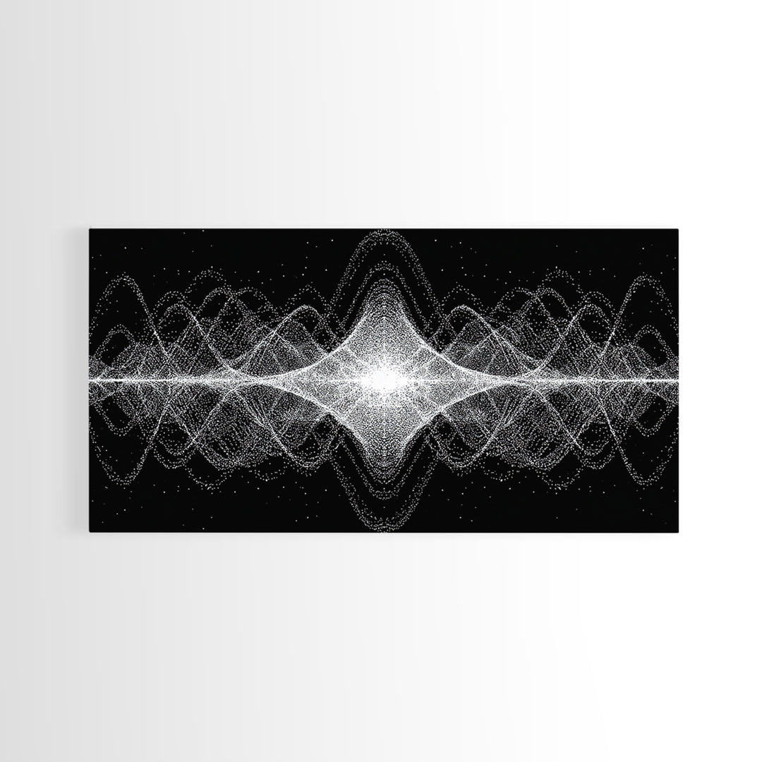 Black White Sound Wave Abstract Wall Art, Modern Geometric Art Print, Midcentury Decor, Minimalist Office Wall Decor Print