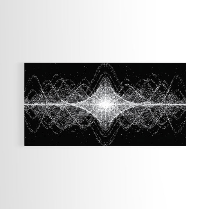 Black White Sound Wave Abstract Wall Art, Modern Geometric Art Print, Midcentury Decor, Minimalist Office Wall Decor Print