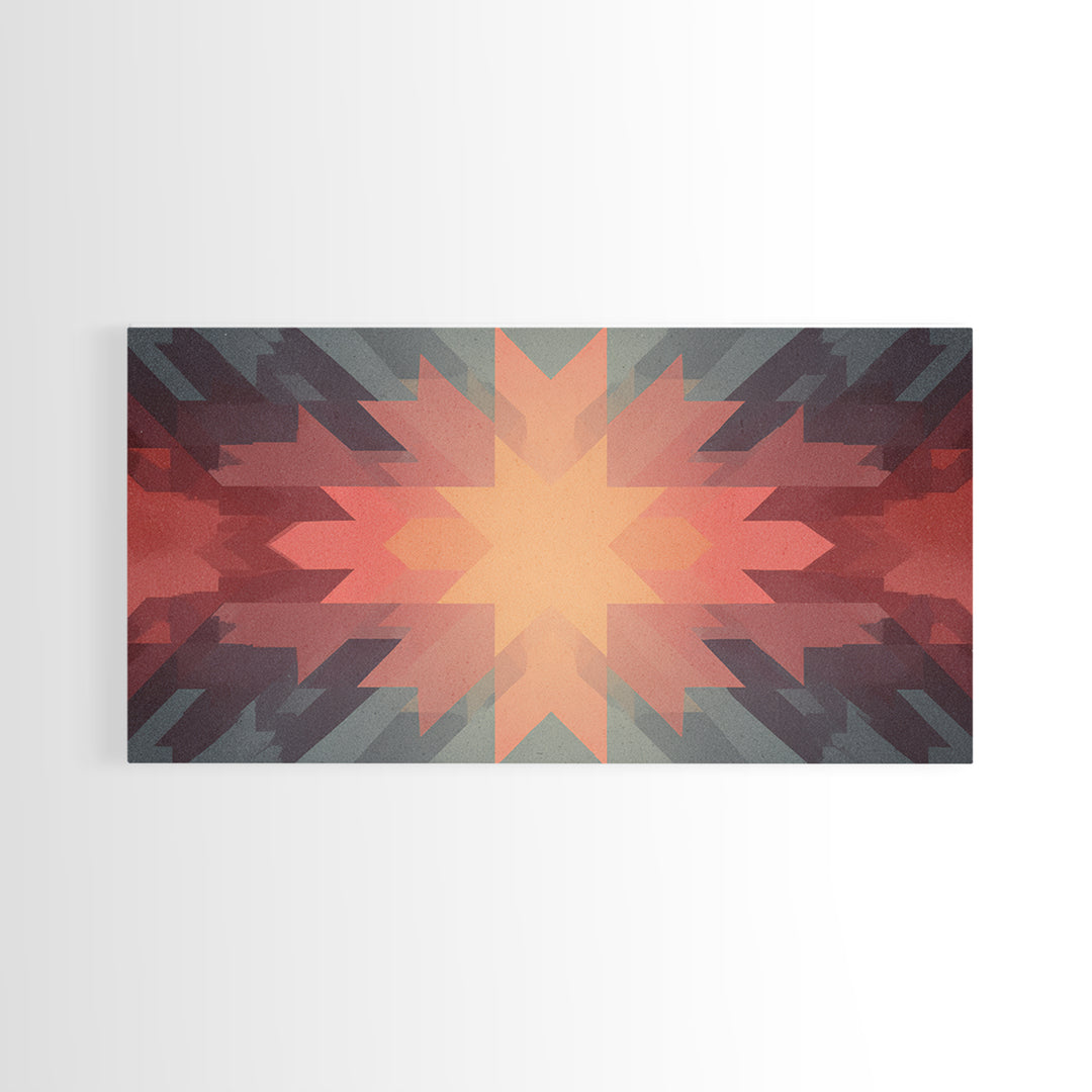 Southwestern Sunrise Star Geometry Wall Art, Midcentury Modern Canvas Print, Earth Tone Abstract Decor, MCM Living Room Art