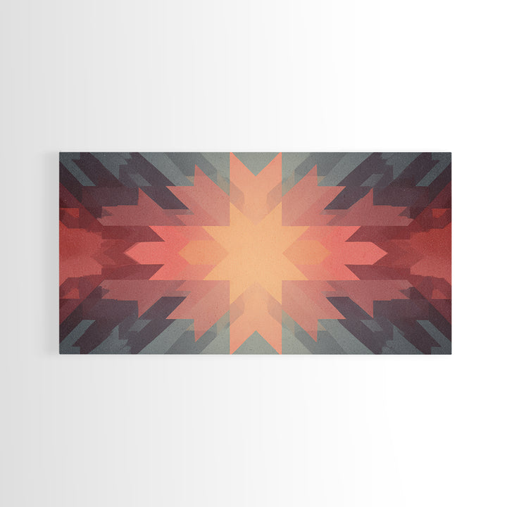 Southwestern Sunrise Star Geometry Wall Art, Midcentury Modern Canvas Print, Earth Tone Abstract Decor, MCM Living Room Art