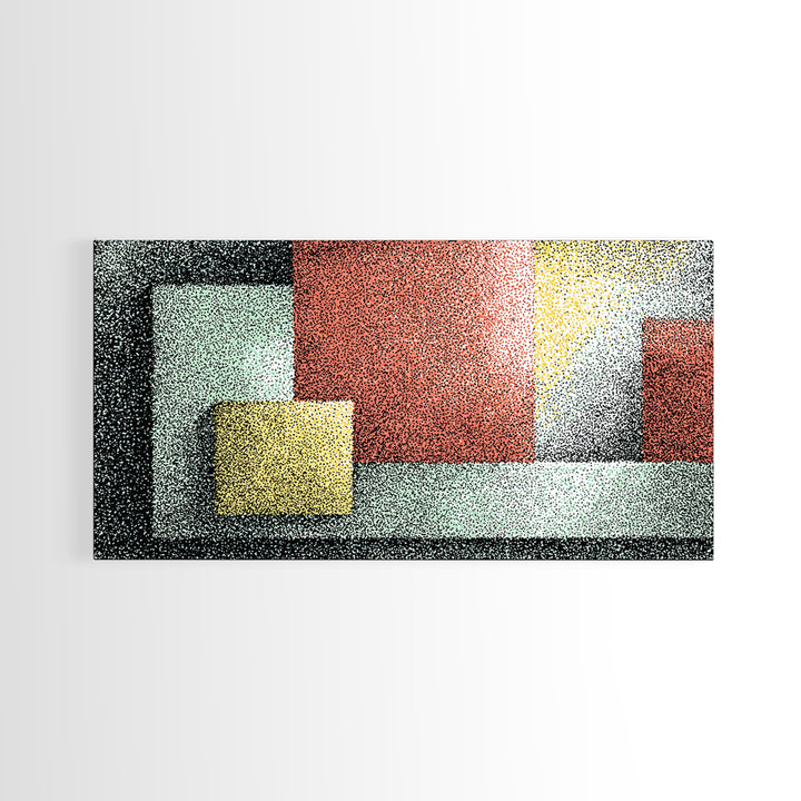 Textured Color Block Abstract Canvas Print, Mid Century Modern Wall Art, Geometric Shapes Poster, Retro Office Decor Print