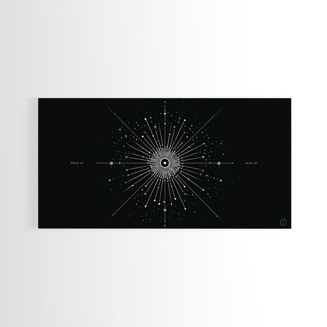 Cosmic Star Map Canvas Print, Midcentury Modern Art, Black Wall Decor, Space Abstract Art, Celestial Office Decor For Living Room
