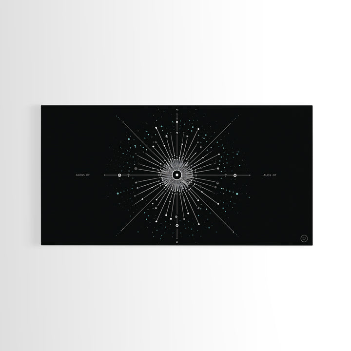 Cosmic Star Map Canvas Print, Midcentury Modern Art, Black Wall Decor, Space Abstract Art, Celestial Office Decor For Living Room