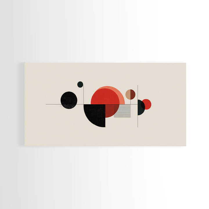Red Black Circle Wall Art, Midcentury Modern Art, Geometric Abstract Print, Bauhaus Poster, Retro MCM Wall Decor For Home