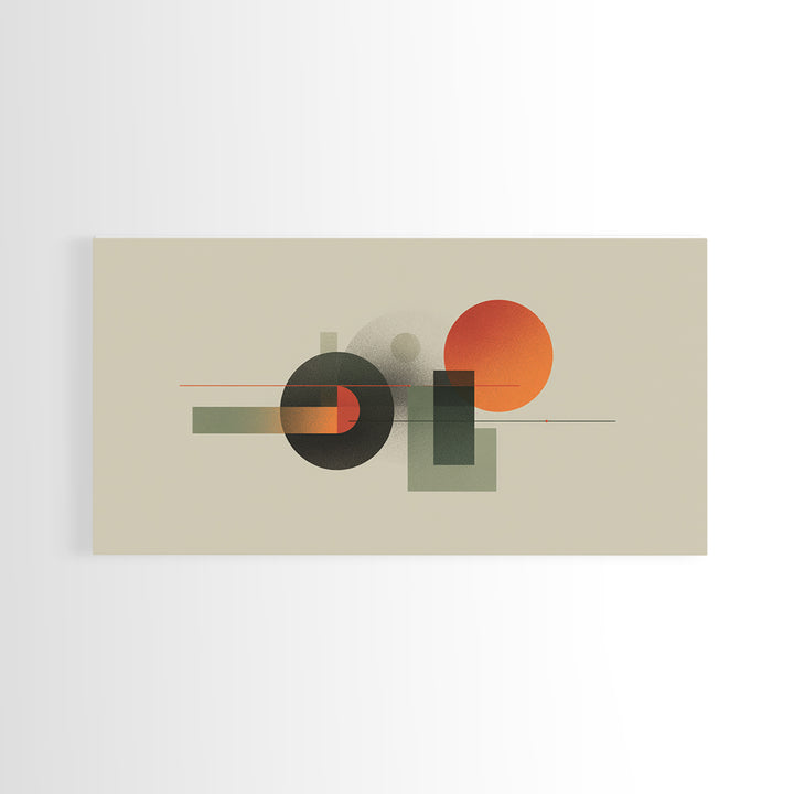 Olive Orange Geometric Circle And Rectangle Wall Art, Midcentury Modern Abstract Print, MCM Decor, Office Living Room Artwork