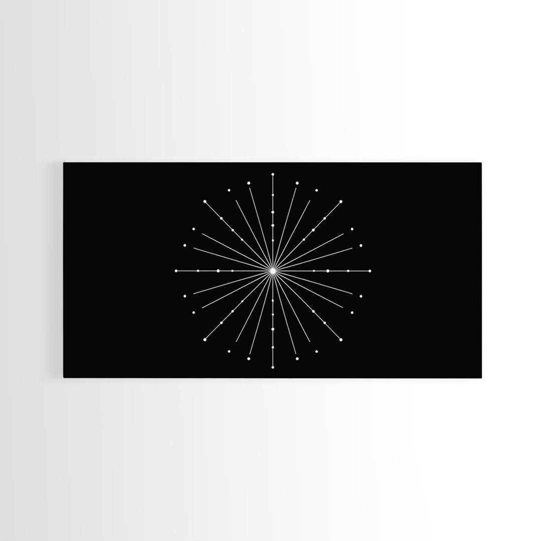 Radial Constellation Lines And Dots Canvas Print, Atomic Midcentury Wall Art, Modern Geometric Decor, Office Poster Print