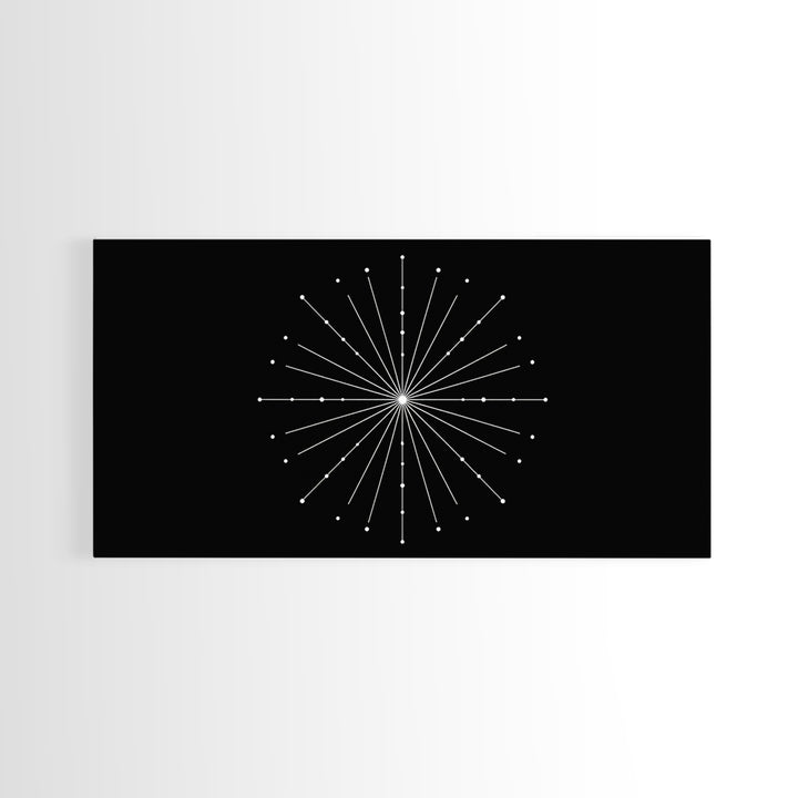 Radial Constellation Lines And Dots Canvas Print, Atomic Midcentury Wall Art, Modern Geometric Decor, Office Poster Print