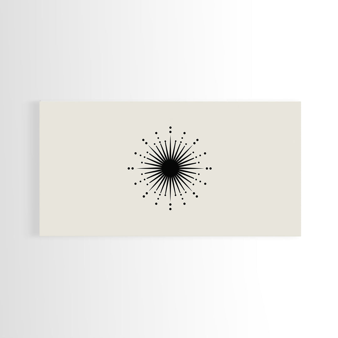 Black Atomic Starburst Wall Art, Midcentury Modern Abstract Print, Minimal Geometric Poster, Retro MCM Decor Gift For Home