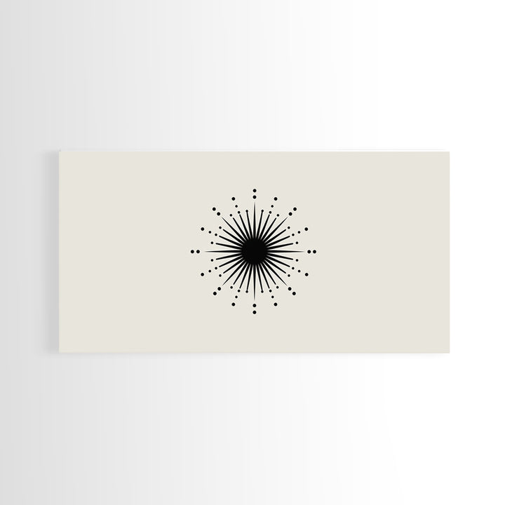 Black Atomic Starburst Wall Art, Midcentury Modern Abstract Print, Minimal Geometric Poster, Retro MCM Decor Gift For Home