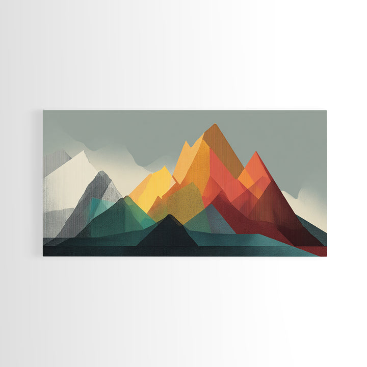 Colorful Geometric Mountain Range Wall Art, Midcentury Modern Art Print, Retro Landscape Poster, MCM Living Room Home Decor