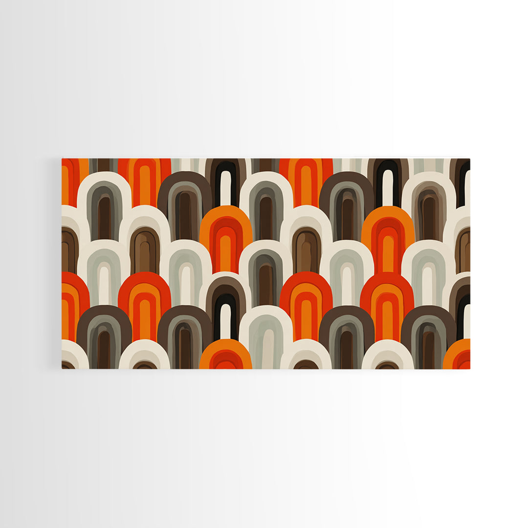 Retro Orange Brown Arch Pattern Wall Art, Midcentury Modern Art Print, 70s Decor, Geometric Wall Decor, MCM Home Decor, Retro Print