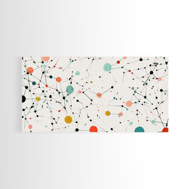 Teal Orange Molecular Network Abstract Wall Art, Midcentury Modern Art Print, Geometric Office Decor, Minimalist Home Decor