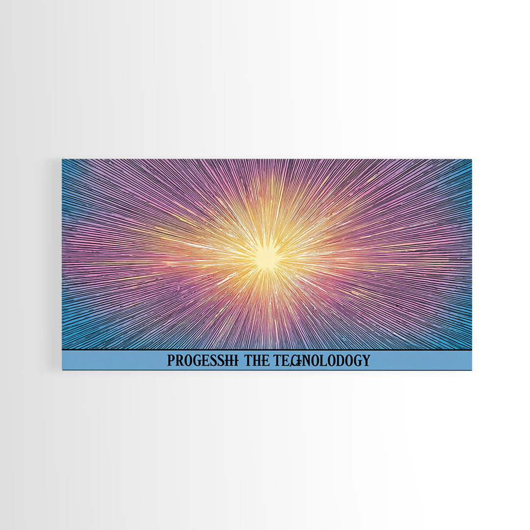 Radiant Progress Technology Starburst Canvas Print, Op Art Poster, Midcentury Modern Wall Art, Retro Sci Fi Office Decor