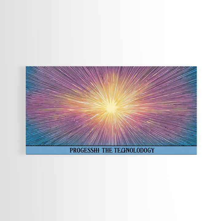 Radiant Progress Technology Starburst Canvas Print, Op Art Poster, Midcentury Modern Wall Art, Retro Sci Fi Office Decor