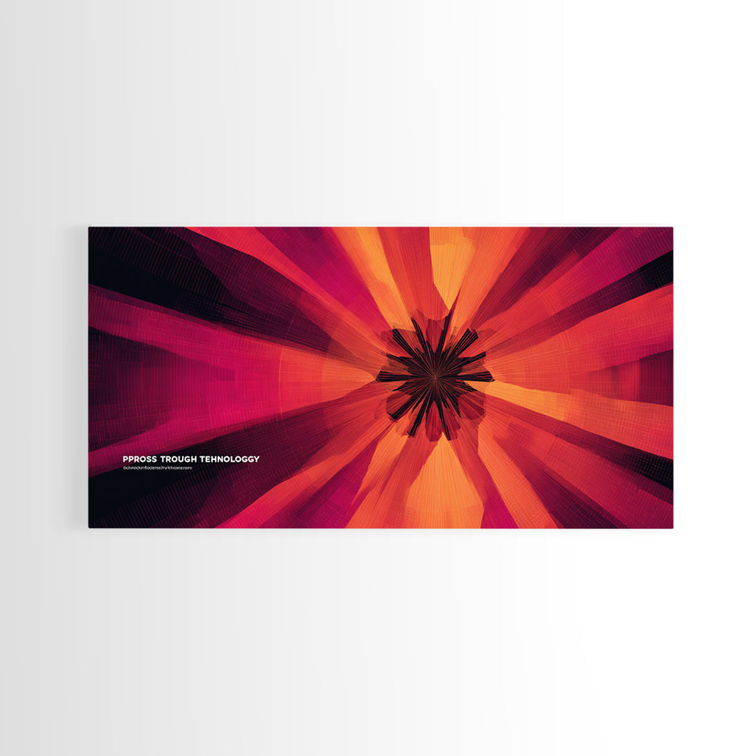 Red Orange Abstract Technology Burst Canvas Print, Midcentury Modern Wall Art, Atomic Retro Poster, Bold Office Decor Gift