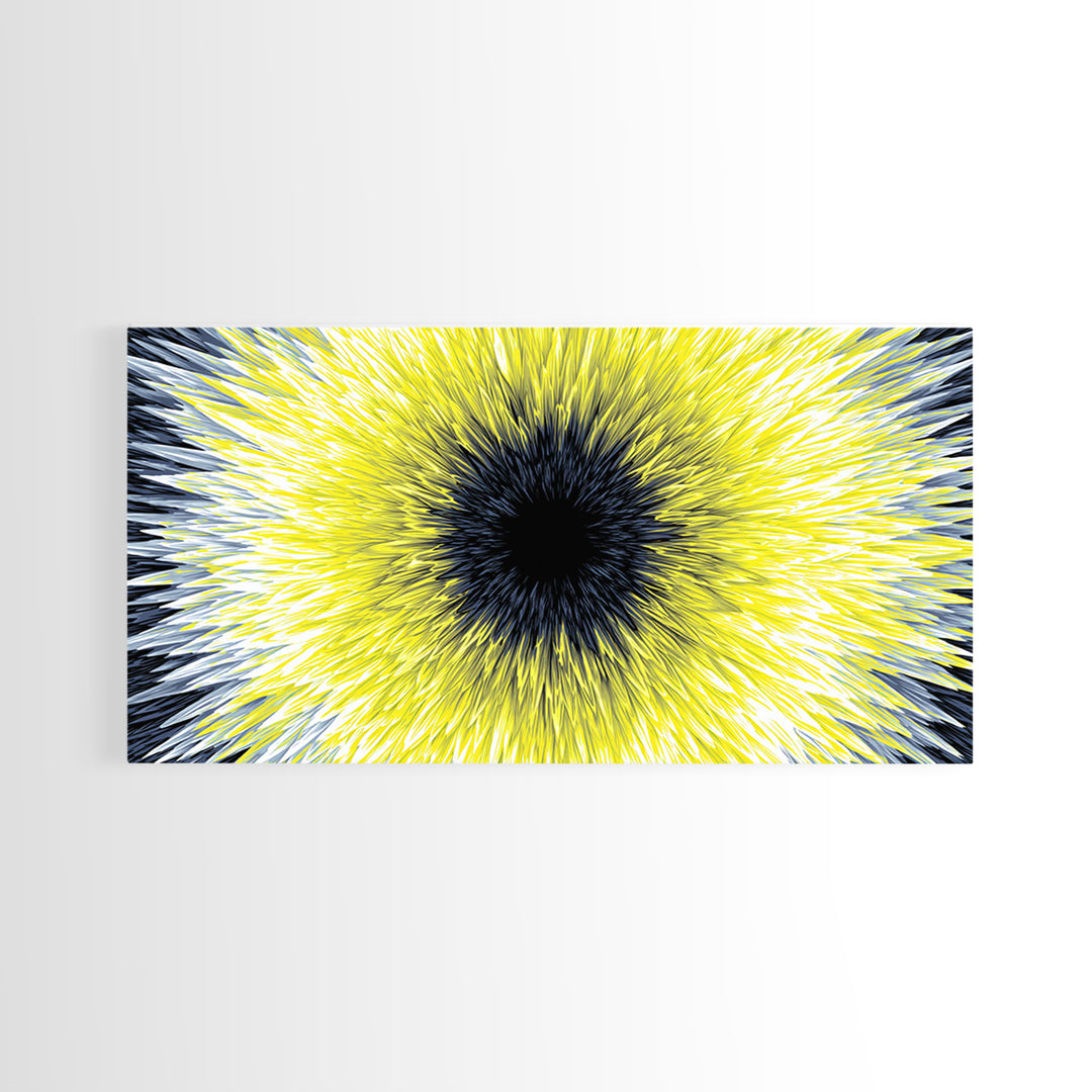 Yellow Black Radial Sunburst Canvas Print, Op Art Wall Decor, Modern Abstract Art, Bold Graphic Home Office Statement Piece