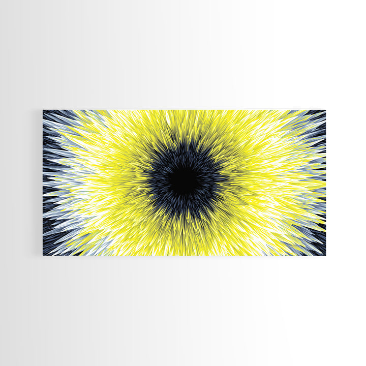 Yellow Black Radial Sunburst Canvas Print, Op Art Wall Decor, Modern Abstract Art, Bold Graphic Home Office Statement Piece