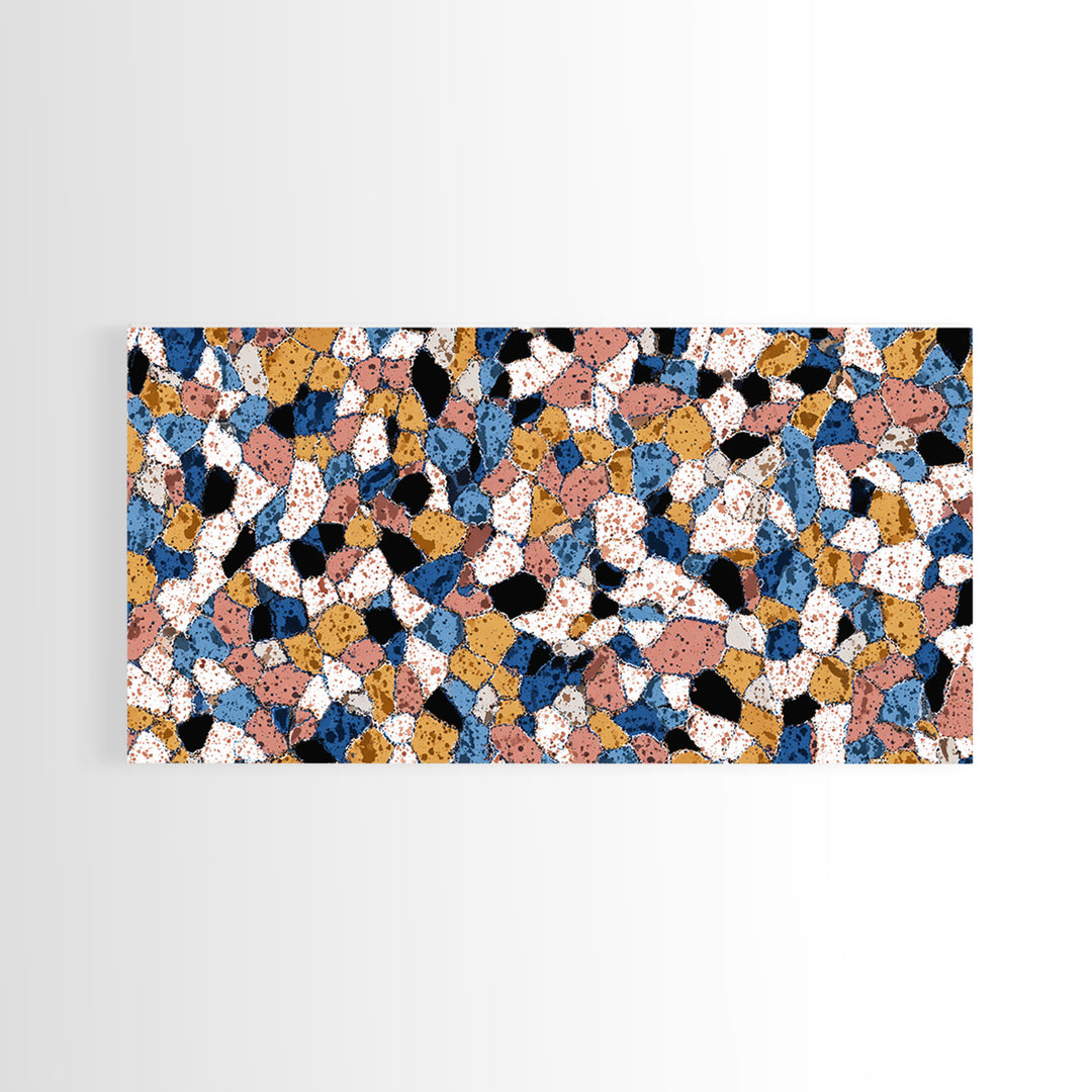 Speckled Blush Navy Terrazzo Mosaic Canvas Print, Modern Wall Art, Abstract Wall Art, Geometric Poster, Living Room Decor