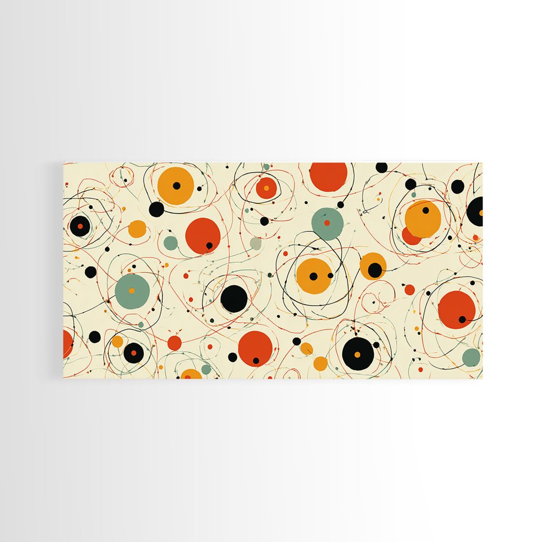 Orange Sage Atomic Circles Wall Art, Midcentury Modern Abstract Canvas Print, Retro Geometric Poster, Bold MCM Decor For Living Room