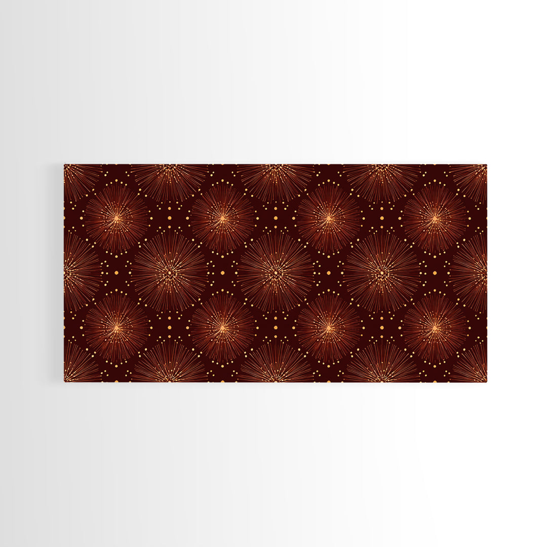 Gold Starburst Atomic Pattern Wall Art, Midcentury Modern Canvas Print, Retro 1950s Decor, Geometric MCM Home Poster For Living Room