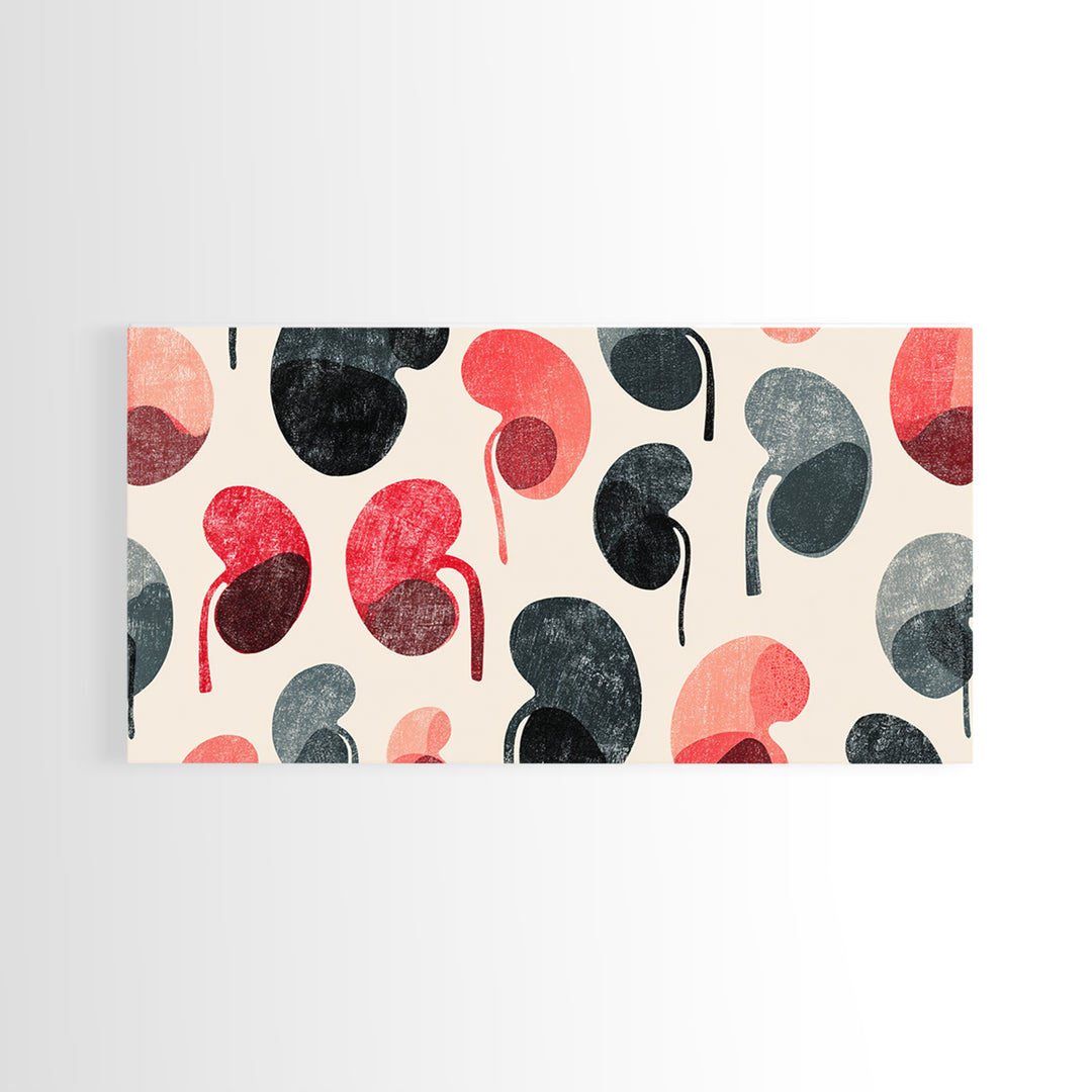 Red Black Kidney Bean Abstract Wall Art, Midcentury Modern Organic Shapes, Retro Geometric Poster, Bold MCM Home Decor Print