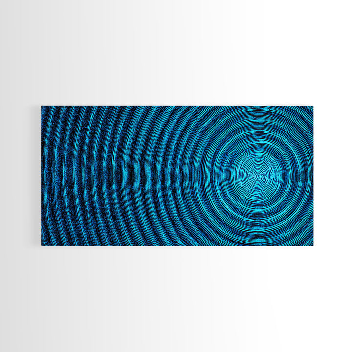Blue Concentric Vortex Wall Art, Optical Abstract Poster, Modern Geometric Print, Retro Sci Fi Decor, Statement MCM Artwork
