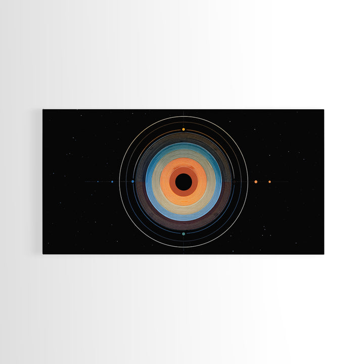 Cosmic Concentric Orbit Wall Art, Midcentury Modern Abstract Space Poster, Geometric Circle Print, Retro Office Decor Gift