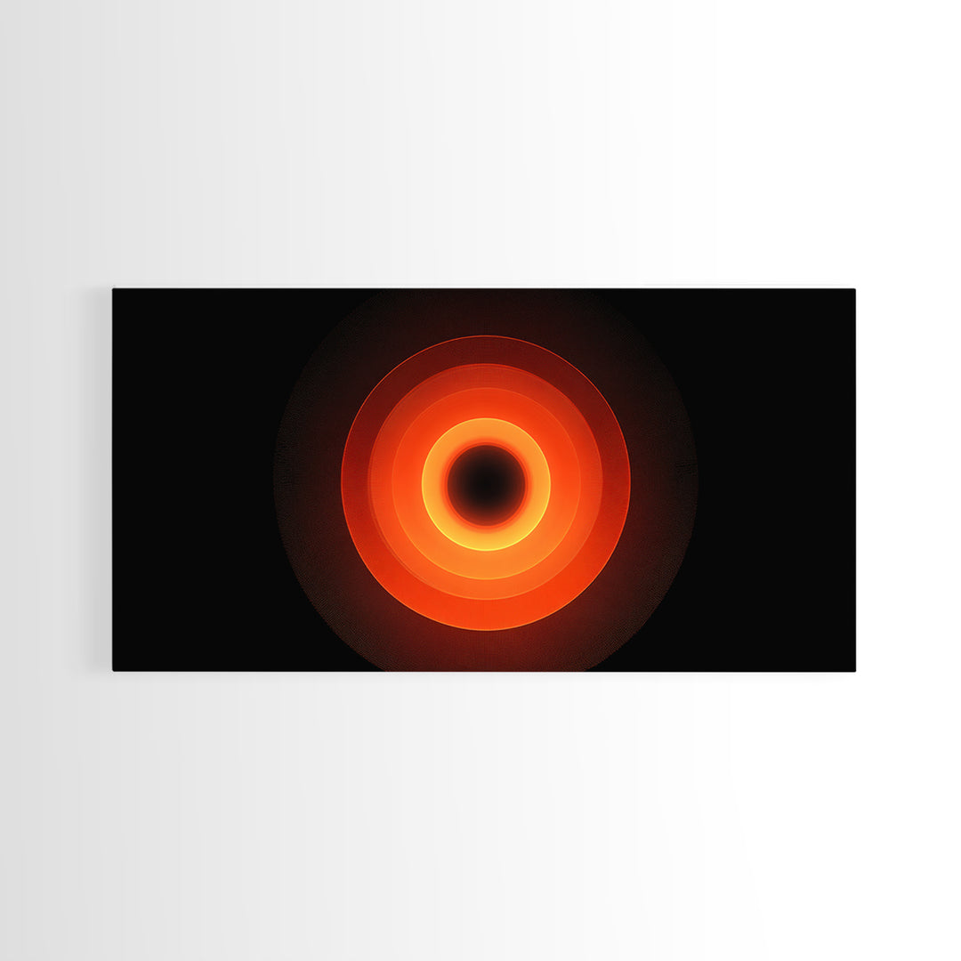 Fiery Eclipse Black Hole Wall Art, Modern Abstract Space Print, Orange Red Planet Decor, Cosmic Geometric Poster For Home Office
