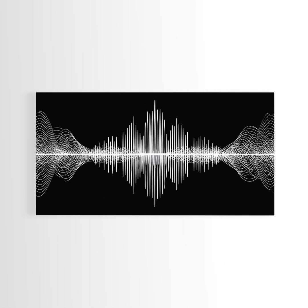 Black And White Sound Wave Wall Art, Minimal Audio Waveform, Modern Abstract Art Print, Music Studio Decor, Office Wall Decor