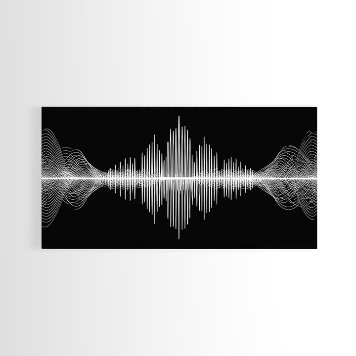Black And White Sound Wave Wall Art, Minimal Audio Waveform, Modern Abstract Art Print, Music Studio Decor, Office Wall Decor